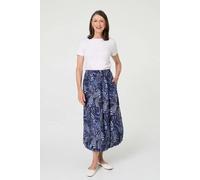 Izabel London Printed High Waist Midi Balloon Skirt - 18 - Navy