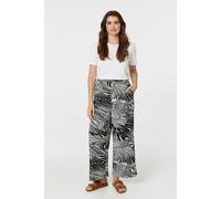 Izabel London Printed High Waisted Wide Leg Trousers - Black And White - 16