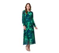 Izabel London Printed Long Sleeve Chiffon Midi Dress for Women UK with a Round Neck and a self-tie Belt.