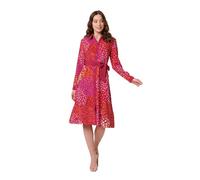 Izabel London Printed Long Sleeve Collared Midi Dress In Pink Pink 18