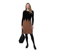 Izabel London Printed Long Sleeve Jumper Midi Dress Made from Viscose Blend for Women UK with a Knee Length Hem. Black