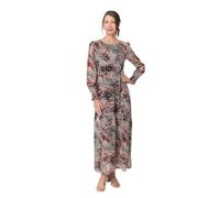 Izabel London Printed Tie Waist Long Sleeve Maxi Dress - Orange - 14