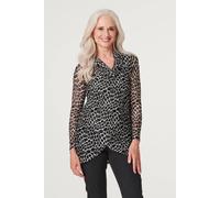 Izabel London Printed Longline Layered Blouse In Black