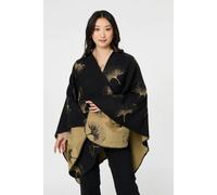 Izabel London Women's Printed Open Front Oversized Poncho Izabel London Multicolor One Size