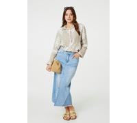 Izabel London Printed Oversized Button Down Shirt - Stone - 16