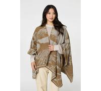Izabel London Women's Printed Oversized Open Front Poncho Izabel London Multicolor One Size