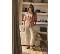 Izabel London Women's Printed Puff 1/2 Sleeve Button-Up Shirt in Red | Size: 14 Izabel London Red 14