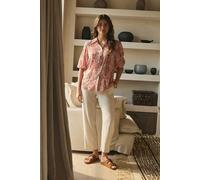 Izabel London Women's Printed Puff 1/2 Sleeve Button-Up Shirt in Red | Size: 14 Izabel London Red 14