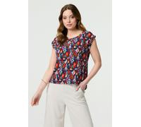 Izabel London Printed Relaxed Cap Sleeve Shell Top - Navy - 16