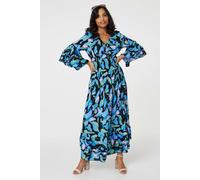 Izabel London Printed Ruffle Hem Empire Maxi Dress - Blue - 8