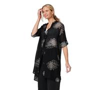 Izabel London Printed Semi Sheer Longline Blouse for Women UK with Buttons, Long Sleeves and Cuffs.
