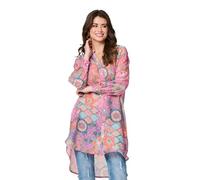 Printed Semi Sheer Longline Blouse Izabel London Pink 14