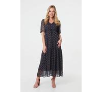 Izabel London Printed Sheer Layered Empire Maxi Dress - 16 - Blue