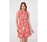 Izabel London Printed Sleeveless Short Shirt Dress In Orange Orange 8