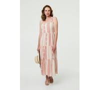 Izabel London Printed Sleeveless Tiered Midi Dress - Coral - M