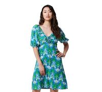 Izabel London Printed Tie Bardot Neck Short Dress In Green Green 10