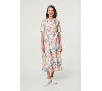 Izabel London Printed Tie Waist 1/2 Sleeve Midi Dress - 10 - Pink