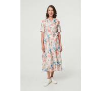 Izabel London Printed Tie Waist 1/2 Sleeve Midi Dress - 16 - Pink