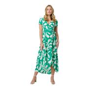 Izabel London Printed Tie Waist Split Hem Midi Dress Made from a Viscose Blend for Women UK with Short Sleeves.