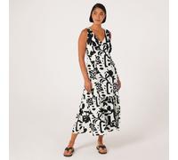 Izabel London Printed Tiered Dress BLACK SIZE 8