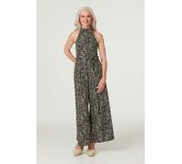 Izabel London Printed Wide Leg Jumpsuit - Black - 16