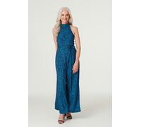 Izabel London Printed Wide Leg Jumpsuit - Blue - 18
