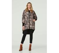 Izabel London Women's Printed Zip Front High Low Coat in Beige | Size: S/M Izabel London Beige S/M