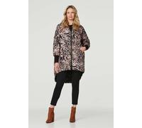 Izabel London Women's Printed Zip Front High Low Coat in Beige | Size: Medium/Large Izabel London Beige M/L