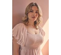 Izabel London Puff 1/2 Sleeve Knee Length Dress - Pink - 16