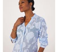 Izabel London Pure Cotton Embroidered Blouse BLUE SIZE 14