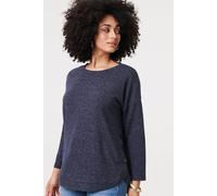 Izabel London Relaxed 3/4 Sleeve Button Detail Top In Blue Blue 16