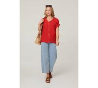 Izabel London Relaxed Layered Short Sleeve Shirt - 16 - Red