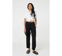 Izabel London Relaxed Linen Blend Tapered Trousers - Black - 14