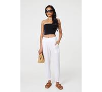 Izabel London Relaxed Linen Tapered Trousers In White