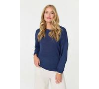 Izabel London Relaxed Long Sleeve Drop Shoulder Jumper - Navy - M/L