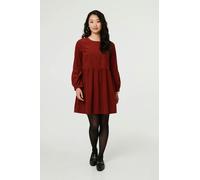 Izabel London Relaxed Long Sleeve Short Smock Dress - 12 - Rust