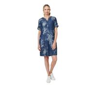 Izabel London Relaxed Turn-Up 1/2 Sleeve Short Dress for Women UK with a v-Neck and a Shift Shape. Blue