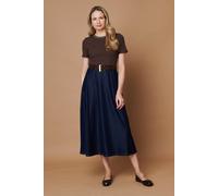 Izabel London Removable Belt Denim Skirt Midi Dress - 16 - Brown