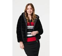 Izabel London Reversible Faux Fur Hooded Puffer Jacket In Black Black 12