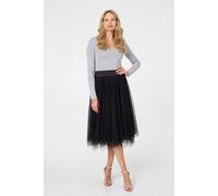 Izabel London Reversible Knit Mesh Texture Midi Skirt - 8 - Black