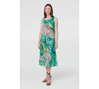 Izabel London Women's Reversible Printed Sleeveless Midi Dress in Green | Size: 12 Izabel London Green 12