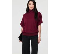 Izabel London Roll Neck Button Back Relaxed Knit Top - 8 - Red