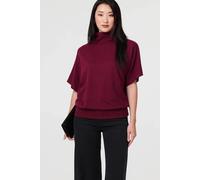 Izabel London Roll Neck Button Back Relaxed Knit Top In Red Red 14