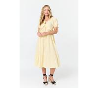 Izabel London Ruffle Front Short Sleeve Midi Dress In Yellow Yellow