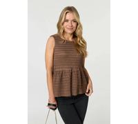 Izabel London Ruffled Sleeveless Peplum Top - 16 - Brown