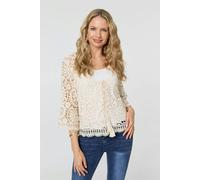 Izabel London Semi Sheer Crochet Relaxed Top - S/M - Cream