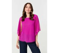 Izabel London Semi Sheer Cut Out 3/4 Sleeve Blouse - Orchid - 12