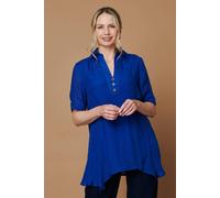 Izabel London Semi Sheer Layer Collared Tunic Blouse - 14 - Blue