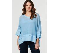 Izabel London Semi Sheer Mesh Relaxed Layered Top - 8 - Blue