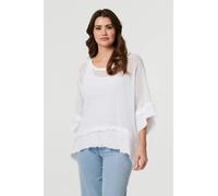 Izabel London Semi Sheer Mesh Relaxed Layered Top - 8 - White